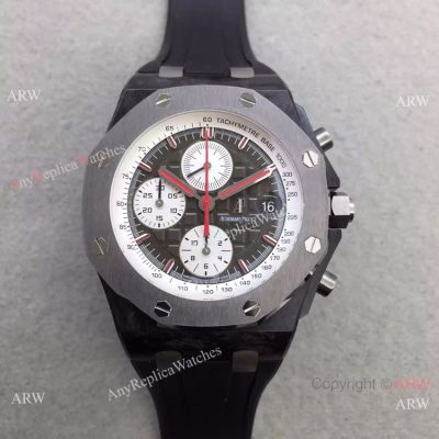 Swiss 7750 Audemars Piguet Silver Steel Bezel Rubber Replica Watch